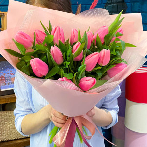 Нежные сновидения - букет из розовых тюльпанов 